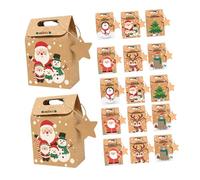 Gadpiparty 24pcs Christmas Party Favor Boxes Small Kraft Paper Candy and Boxes for Cookies Versatile Decorative Present Packaging for Wedding Birthday and Holiday Celebrations
