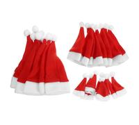 Gadpiparty 24Pcs Mini Santa Hats Red Plush Christmas Tableware Cutlery Holder Bags Wine Bottle Covers Lollipop Candy Caps Holiday Party Decorations
