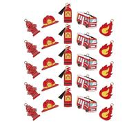 Gadpiparty 25pcs Firefighter Keychains Bulk Set Mini Fire Truck and Flame Pendants, Lightweight Alloy Fireman Keyrings for Birthday Party Favors and Appreciation Events