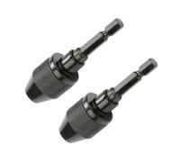 Gadpiparty 2Pc Keyless Mini Drill Chuck Adapter Alloy Converter with Ratchet Lock for Impact Driver and Power Drill Bits Holder