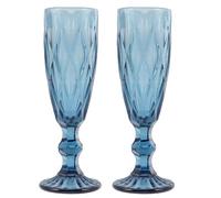 Gadpiparty 2pcs 150ml Glass Flutes for Wine and Parfait Serving | Vintage Retro Style, Pattern Finish, for Restaurants, Birthdays, Event Planners, Home Entertaining