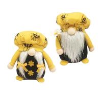 Gadpiparty 2pcs Bee Gnomes Plush Dolls with White Beard and Round Hat, Yellow Bee Plush Desktop Ornaments for Home Decor and Party Decoration