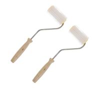 Gadpiparty 2pcs Bee Hive Tool Bee Feeding Honey Tool Roller Propolis Collector, Wooden Handle Stainless Steel Plastic, White, Efficient Collection for Beekeeping