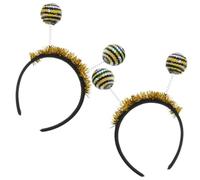 Gadpiparty 2pcs Bee Themed Hairband Headband with Glitter Tinsel and Sparkly Foam Antennae, Nonslip Plastic Costume Accessories for Women, for Stage Performances and Carnivals