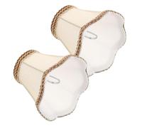Gadpiparty 2pcs Beige Bell Clip on Bulb Lamp Shades Made of Cloth Scalloped Edge, Easy Installation and Not Easy to Deform, for Living Room and Dining Area Lighting