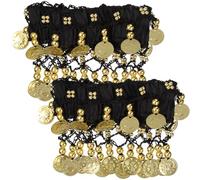 Gadpiparty 2pcs Belly Dance Ankle Bracelet for Women Featuring Coin Decorated Chiffon Material for Belly Dancers at Carnival or Evening Party Stylish Accessory