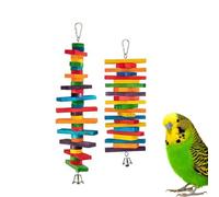 Gadpiparty 2Pcs Colorful Parrot Bite Hanging String Blocks Chewable Bird for Macaw Cockatiel Conure Parakeet Teeth Grinding and Playing Random Color
