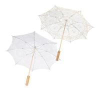 Gadpiparty 2pcs Cotton Umbrella Lace Umbrella Wedding Small Bridal Parasol for Bride Wedding Photo Props Festival Decorative Lace for Tea Party
