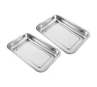 Gadpiparty 2Pcs Deep Stainless Steel Cat Litter Box 32X22X4.8Cm Open Metal Litter Tray with High Sides for Kittens and Small Pets, Non-Stick Odor-Resistant Pet Toilet Supplies