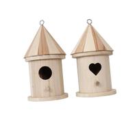 Gadpiparty 2Pcs DIY Wooden Bird Nest Pendant with Heart and Round Doors Lightweight Practical Nest Decoration for Garden Craft Kit for Small to Birds Hanging Ornaments for Outdoor Use