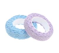 Gadpiparty 2pcs Double Sided Lace Fabric Tape Soft Cotton Thread Rustic Ribbon for DIY Crafts Wedding Party Scrapbooking Home Decor Vintage Style Wraps Blue and Light Purple