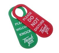 Gadpiparty 2pcs Double Sided PU Door Hanger Sign for Office Meeting Red Do Not Disturb Welcome Knock Soft Feel Door Plaques for Hotels Homes and Offices