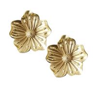 Gadpiparty 2pcs Elegant Brass Flower Shaped Drawer Pull Handles Vintage Antique Gold Cabinet Knobs Metal Decorative Single Knobs for Kitchen Bathroom Bedroom Furniture