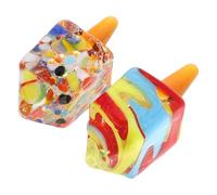 Gadpiparty 2pcs Glass Traditional Hanukkah Dreidel Figurines, Collectible Ornament and Tabletop Hanukkah Decorations, for Family Bonding and Indoor Games