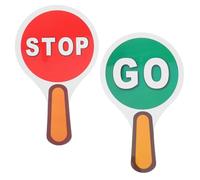 Gadpiparty 2pcs Hand Held Sign Double-sided Traffic Safety Game Plastic Stop Go Paddle Red Green for Traffic Safety Education at Home