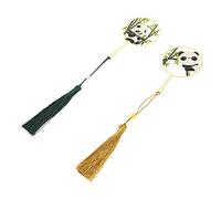 Gadpiparty 2Pcs Metal Cartoon Panda Bookmark Hollow Painted Page Markers with Tassels Creative Reading Accessories for Students and Book Lovers Random Color