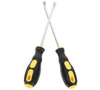 Gadpiparty 2pcs Metal Pry Bar Upholstery Staple Remover Nail Disassembling Tool with Soft Rubber Handle Fine Workmanship 15-Degree Bend for Furniture and DIY Crafts Everyday Use Random Style