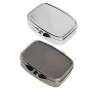 Gadpiparty 2pcs Mini Metal Pill Organizers with 2 Compartments, Rounded Rectangle Design, Smooth Edges, Space-Saving Portable Medicine Boxes for Daily Use and On-the-go