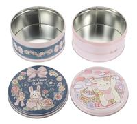 Gadpiparty 2Pcs Mini Round Iron Storage Boxes Sturdy Candy Holders for Cookies and Treats Lightweight Seamless Design with Bunny Flower Pattern Containers for Family and Friends
