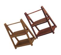 Gadpiparty 2pcs Mini Wooden Stands Dual Layer Miniature Storage Racks for Dollhouse Accessories Display Open Shelf Design for Mini Plants and Furniture Organization