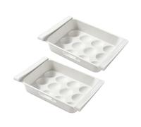 Gadpiparty 2pcs Multi Grid Egg Containers for Refrigerator Plastic Drawer Type Egg Storage Boxes with Lid Suitable for Fridge and Freezer Storage