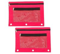 Gadpiparty 2pcs Pencil Pouch for Binder: Zipper Pencil Pouch Binder Pen Holder Large Capacity with Clear Window for School Supplies 9.8x7 Rosy