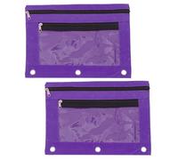Gadpiparty 2pcs Pencil Pouch for Binder: Zipper Pencil Pouch Binder Pen Holder Large Capacity with Clear Window for School Supplies 9.8x7 Purple