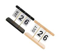 Gadpiparty 2pcs Perpetual Wooden Calendar Manual Flip Desk Organizer with Neutral Minimalist Design Use Wood Block Date Display for Office Wedding Due Date Tracking