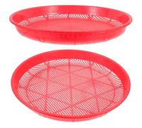Gadpiparty 2pcs Plastic Grain Sifter Mesh Dustpan for Rice and Flour Drying, Round Food-Grade Plastic Sieve Strainer for Home and Farm Use