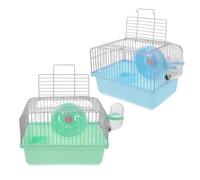 Gadpiparty 2pcs Portable Hamster Transport Cage for Small Animals with Water Bottle and Exercise Wheel Lightweight Iron and Plastic Small Animal Carrier Box for Mice
