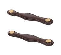Gadpiparty 2pcs PU Vintage Drawer Handles with Ergonomic Grip Faux Leather Cabinet Knobs for Wardrobe Trunk Furniture Restoration Tool Installation Stylish Brown Pulls for Modern Cabinets