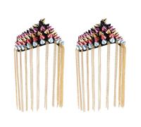 Gadpiparty 2Pcs Punk Style Tassel Chain Epaulet Shoulder Badges with Rivet Studs, Vintage 3D Spike Brooches for Costume Accessories and Performance Uniforms