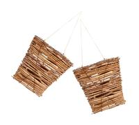 Gadpiparty 2Pcs Rattan Wicker Hanging Flower Baskets Outdoor Indoor Vine Woven Wall Planters for Garden Patio Holiday Decorative Vertical Plant Holders