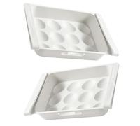 Gadpiparty 2pcs Refrigerator Storage Boxes Drawer Type Egg Holders 12-grids Plastic Large Capacity White Creative Appearance Saving Storage Space Keep Eggs Fresh for Kitchen Home