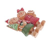 Gadpiparty 2pcs Resin Gingerbread Figurines Christmas Table Decorations Boy Girl Ornaments Festive Resin Xmas Centerpiece for Desk Mantel Shelf Seasonal Holiday Decor