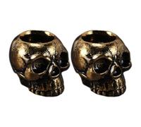 Gadpiparty 2pcs Resin Skull Head Candle Holders Lightweight Tea Light Candle Stands for Table Centerpiece Halloween and Thanksgiving Home Decor