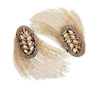 Gadpiparty 2pcs Rhinestone Tassel Metal Shoulder Epaulettes Long Chain Fringe Badge Jewelry for Clothing Decoration Durable DIY Accessories for Suit Jackets and Costumes