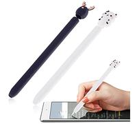 Gadpiparty 2pcs Silicone Stylus Sleeve Cover Compatible with Apple Pencil 2nd Generation, Cartoon Protective Pen Case for Touchscreen, White Cow and Deer Design for Digital Artists