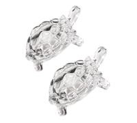 Gadpiparty 2pcs Small Glass Turtle Figurines Decorative Tortoise Ornaments Feng Shui Crystal Statues for Living Room and Study Desk Display