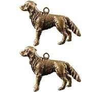 Gadpiparty 2pcs Solid Brass Dog Pendant DIY Key Ring Ornament Unique Zodiac Design Vintage Jewelry Making Pendants for Crafting for Dog Lovers