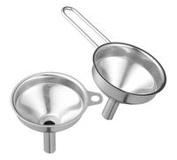 Gadpiparty 2pcs Stainless Steel Kitchen Funnels Set for Oil and Wine Transfer, Mini Thickened Liquid Pouring Funnels with Short and Long Handles for Home Cooking and Soy Sauce Use