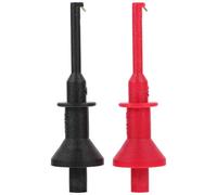 Gadpiparty 2pcs Test Lead Kit Hook Clip Multimeter Test Probes, Abs, Black and Red, 4mm Threaded Jack, Spring Loaded Cable Threading, for Mini Electronic Products and Ic