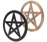 Gadpiparty 2pcs Wooden Pentacle Altar Ornament, Five-pointed Star Wood Carving, Ritual Decor, Wood, Decorative Wall Accent, Witchcraft Altar Supplies