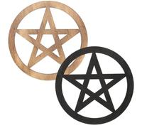 Gadpiparty 2pcs Wooden Pentacle Altar Ornaments Set with Creative Five-Pointed Star Design, Practical Wood Carving Decorations for Rituals and Home Wall Décor, for Spiritual or Party