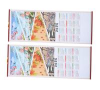 Gadpiparty 2pcs Year Horse Wall Scroll Calendar Faux Rattan Traditional Chinese Lunar Feng Shui Calendar with Tear Off Daily Planner for Home Office and Luck