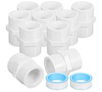 Gadpiparty 3/4 Inch PVC Pipe Fittings Female Threaded Coupling Connector for Plumbing Water Pipe with Seal Tape Included 10Pcs Set