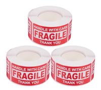 Gadpiparty 3 Rolls Fragile Stickers Shipping Labels Self-Adhesive Copper Stickers for Electronics and Ceramics, Easy Application Fragile Tags for Moving and E-Commerce Packing
