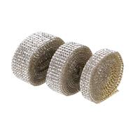 Gadpiparty 3 Rolls Hotfix Crystal Rhinestone Adhesive Ribbon Super Sparkly Plastic Material, Convenient for Use, for DIY Cellphone Case and Cake Decoration