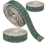 Gadpiparty 3 Rolls Multi-Function Cup Ribbons Cuttable Craft Trims Dazzling Green Glass Hot Melt Adhesive DIY Decorating Performance Costume