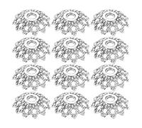Gadpiparty 300pcs Vintage Silver Alloy Bead Caps for Jewelry Making Hollow Filigree Flower Spacer End Caps for Bracelets Necklaces DIY Crafting Detailed Floral Design Multifunctional Metal